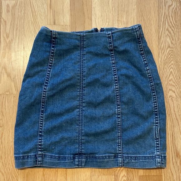 Free People A Line Denim Mini Skirt - Picture 1 of 3